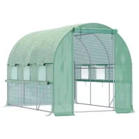Outsunny Serra per Orto 3x2x2m in Acciaio e Copertura PE, Porte con Zip e Finestre a Rete, Verde(m-11)