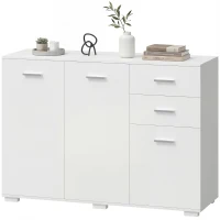 HOMCOM Sideboard, Modern Storage Cabinet with 2 Drawers, 3 Doors and Adjustable Shelves, White(m-11)