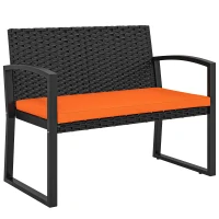 Outsunny Two-Seater Rattan Garden Bench - Orange(m-1)