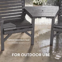 Outsunny Wooden Garden Bistro Set, 2 Seater Wooden Outdoor Table and Chairs with Parasol Hole for Patio, Light Grey(m-7)