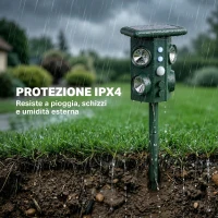 Outsunny Repellente Solare Ultrasonico per Gatti con 5 Modalità, Sensore PIR e Flash LED(m-8)