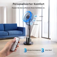 HOMCOM Staande ventilator met sproeinevel, 70° oscillatie, 3 snelheden, 3 modi, 3,5L watertank, Zwart(m-5)