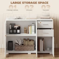 HOMCOM Sideboard, Modern Storage Cabinet with 2 Drawers, 3 Doors and Adjustable Shelves, White(m-4)