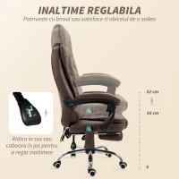 Vinsetto Fotoliu Birou cu Telecomandă și 6 Puncte Masaj, din Microfibră, 65x70x111-119 cm, Maro(m-6)