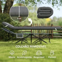 Outsunny Cama Dobrável de Campismo com Colchão Removível, Apoio de Cabeça e Bolsa de Transporte, 186x68x37 cm, Cinzento Escuro(m-4)