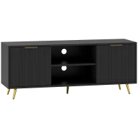 HOMCOM Modern TV Stand Cabinet for TVs up to 55", TV Unit with 2 Open Shelves and 2 Cabinets, Entertainment Centre with Cable Management for Living Room, Black(m-1)