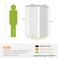 Outsunny Cobertizo de Jardín Exterior 0,69 m² 83x89x163 cm con Techo Inclinado Puerta con Cerradura Incluye Guantes Gris Oscuro(m-3)