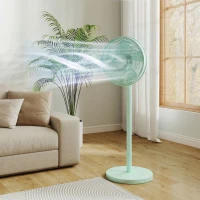 HOMCOM 40 cm Standing Fan, Cooling Floor Fan with 80° Oscillating, Adjustable Tilt and Height, 4 Speed, Remote Control, Green(m-2)