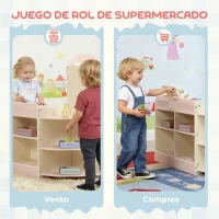 AIYAPLAY Supermercado Juguete Madera con Caja Registradora Máquina Expendedora 3 Estantes Abiertos 4 Compartimentos Rosa(m-4)