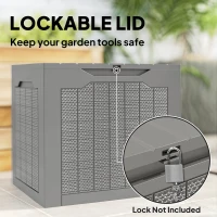 Outsunny 93L Plastic Garden Storage Box, Outdoor Storage Box with Handles, Waterproof Outdoor Storage Container, Khaki(m-6)
