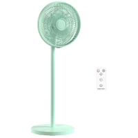 HOMCOM 40 cm Standing Fan, Cooling Floor Fan with 80° Oscillating, Adjustable Tilt and Height, 4 Speed, Remote Control, Green(m-1)