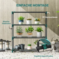 Outsunny 2er-Set Pflanzenständer, 4-Etagen 104 cm hoch Blumenständer für Innen Außen Stahl Dunkelgrün(m-6)