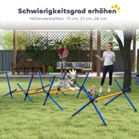 PawHut Agility Set Hunde, 4-teiliges Agility Ausrüstung mit Hürden, Tragetasche Höhenverstellbar Trainingsset für kleine Hunde(m-5)