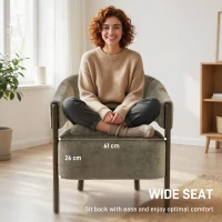 HOMCOM Accent Chair, Upholstered Tub Chair with Solid Wood Frame and Legs, Light Brown(m-4)