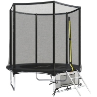 SPORTNOW Trampoline Extérieur Ø183 cm Trampoline pour Enfants +6 Ans Adultes avec Filet de Sécurité Échelle de 2 Marches Noir