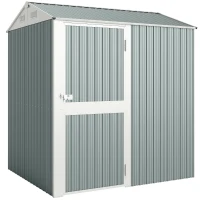 Outsunny Metall Gerätehaus 3,5 m², Hoher Abschließbar Geräteschuppen mit Sattedach Lüftungen Handschuhen, 209 x 177 x 236 cm(m-1)