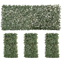 Outsunny Lote de 4 Setos Artificiales de Hiedra Extensibles, Paneles de Hojas Pantalla de Privacidad en Poliéster y Mimbre, 200 x 100 cm, Verde