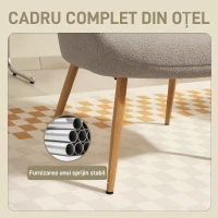 HOMCOM Fotoliu modern din material Sherpa îmbunătățit cu spătar înalt și brațe, Gri(m-5)