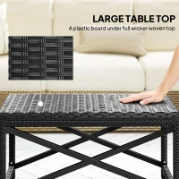 Outsunny Outdoor Coffee Table Side Table with X-Shape Frame for Patio, Balcony, Black(m-5)