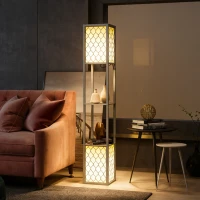 HOMCOM Floor Lamp with Shelves, Dual Light, Modern Tall Standing Lamps, with Pull Chain Switch (Bulb not Included), Light Grey(m-8)