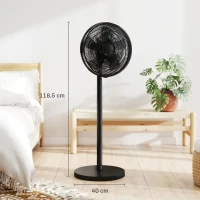 HOMCOM 40 cm Standing Fan, Cooling Floor Fan with 80° Oscillating, Adjustable Tilt and Height, 4 Speed, Remote Control, Black(m-3)