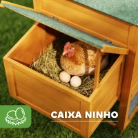 PawHut Galinheiro de Madeira para 3-6 Galinhas com Teto Asfáltico Porta com Trava Bandeja Amovível e Rampa 297,5x68x118cm Madeira(m-6)