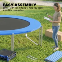 SPORTNOW Trampoline extérieur Ø366 cm pour enfants avec filet de sécurité, échelle et protection des ressorts Bleu(m-4)