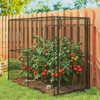 Outsunny Obstkäfig, Pflanzenschutznetz mit Reißverschlusstür, Schutz vor Vögeln, Insekten und kleinen Tieren, Schwarz(m-9)