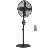 HOMCOM 41 cm Metal Pedestal Fan with Oscillating, Adjustable Height Black(m-10)