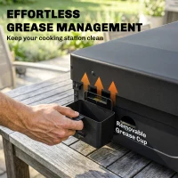 Outsunny Grill Griddle, Portable Gas Plancha, 3.5 kW, Tabletop Gas BBQ with Grease Cup for Camping Picnic Patios, Black(m-6)