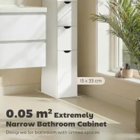 HOMCOM Slim Bathroom Storage Cabinet with Drawers, Tall Bathroom Cupboard with 2-Tier Shelf, White(m-4)