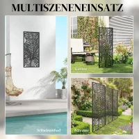Outsunny Raumteiler 65 x 130 cm Freistehend Hängend Paravent, Trennwand Sichtschutz aus Metall Schwarz(m-8)