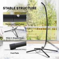 Outsunny Hanging Egg Chair Stand Only, Hammock Chair C-Stand with Hanging Chain, Black(m-4)