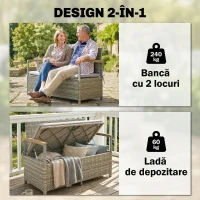 Outsunny bancă ladă poliratan împletit(m-4)