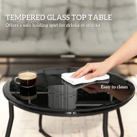 Outsunny 4 Seater Garden Furniture Set, Conversation Set with Loveseat Sofa, Chairs, Glass Coffee Table, Thick Cushions, Steel Outdoor Sofa for Balcony, Poolside, Conservatory, Light Grey(m-7)