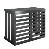 Outsunny Copertura per Condizionatore Esterno, in Acciaio Zincato, Recinzione con Doghe per Giardino, Grigio Scuro(m-1)