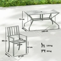 Outsunny 7 Pieces Garden Table and Chairs, 6 Seater Outdoor Table and Chairs with Umbrella Hole, for Garden, Light Grey(m-3)