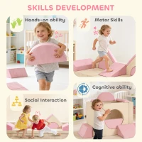 AIYAPLAY Kids Play Sofa, 12 Pieces Foam Modular Soft Play Set for Playroom, Children Convertible Sofa for Boys and Girls, Pink(m-7)