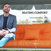 Outsunny Outdoor Seat Cushions Back Cushion with 2 Pillows, Water Repellent Seat Pads for 3-Seater Chair, Orange(m-6)