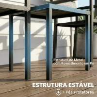 Outsunny Conjunto de Jardim de 3 Peças com 2 Cadeiras e Mesa de HDPE Design com Ripas Efeito Madeira para Varanda Preto(m-7)