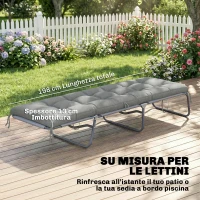 Outsunny Cuscino per Chaise Lounge da Esterno UV50+, 198 x 65 cm, Grigio Chiaro(m-4)