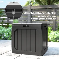 Outsunny 121L Kunststoff Garten-Aufbewahrungsbox, Outdoor-Aufbewahrungsbox mit Griffen, Schwarz(m-6)