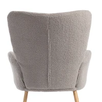 HOMCOM Fotoliu modern din material Sherpa îmbunătățit cu spătar înalt și brațe, Gri(m-8)