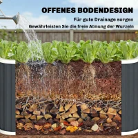 Outsunny Hochbeet Metall 136 x 53 x 61 cm Tief Gartenbeet mit Schutzkanten Pflanzenetiketten Handschuhe Offenem Boden(m-9)