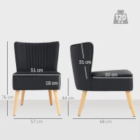 HOMCOM Modern Accent Chair, Fabric Living Room Chair with Rubber Wood Legs and Thick Padding, Black(m-3)