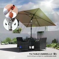 Outsunny Garden Parasol, Parasol Umbrella with Crank Handle, Tilt Function, Polyester Canopy, Khaki(m-4)