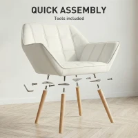 HOMCOM Poltrona de Sala Moderna Estofada em Veludo com Pés de Madeira Poltrona Relax para Sala de Estar Creme(m-8)