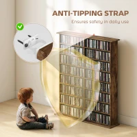 HOMCOM 16-Compartment Media Shelf - Rustic Brown(m-6)