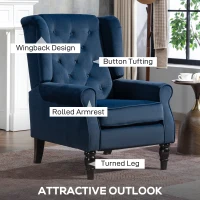 HOMCOM Wingback Accent Chair, Retro Upholstered Button Tufted Occasional Chair for Living Room and Bedroom, Dark Blue(m-4)