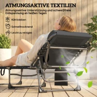 Outsunny Sonnenliege Klappbar tragbar Gartenliege mit 5-fach Verstellbar Rückenlehne gepolsterter Matratze Kopfstütze(m-6)